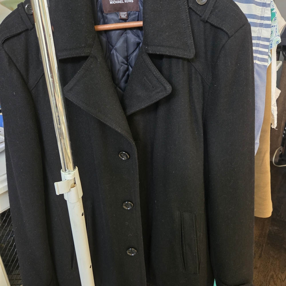 Michael Kors Classic Black Pea Coat for Men